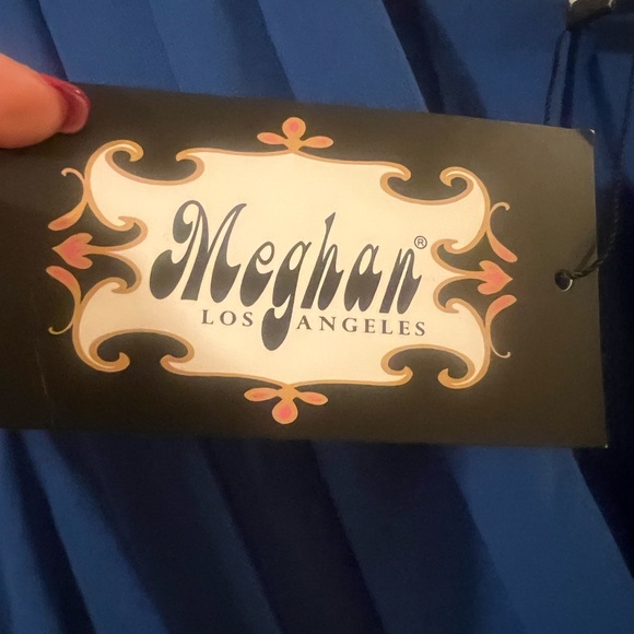 NWT Meghan LA Women’s Royal Blue 70’s Boho Sunset Maxi Dress Size Small - Picture 8 of 12